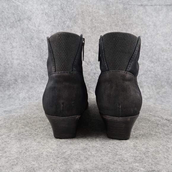 Aquatalia Shoes Womens 8 Booties Franca Ankle Boot Leather Almond Toe Black Zip - Picture 5 of 15